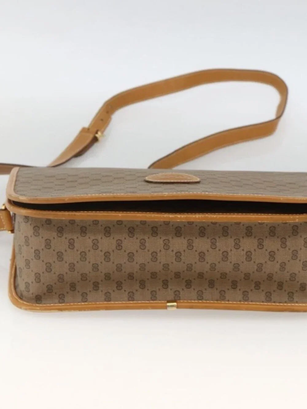 GUCCI Micro GG Supreme Shoulder Bag PVC Beige Gold 001 904 0915 Auth ka3456